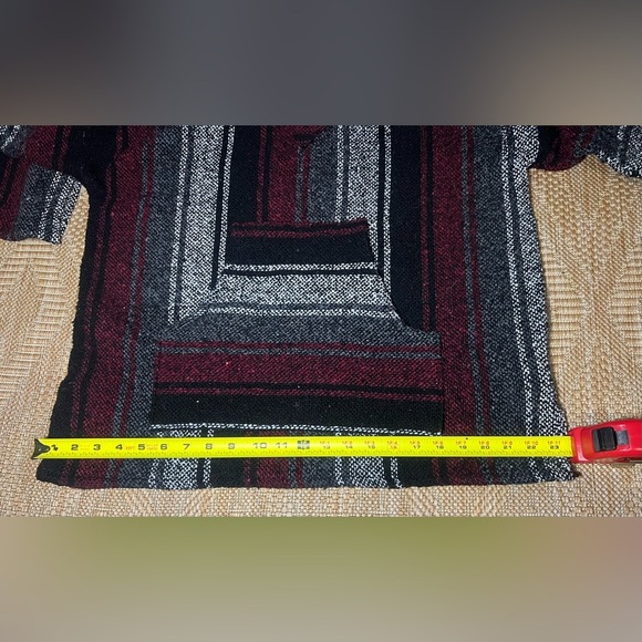 Del Mex Multicolor Boho Bohemian Hoodie Poncho Pullover Sweater,Size M,Great - Picture 7 of 8